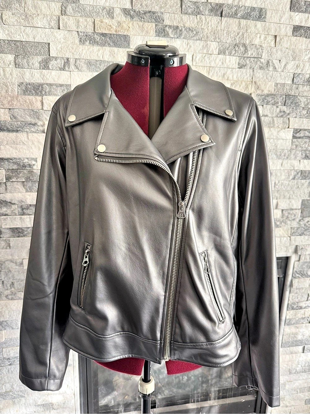 Torrid Metallic Moto Jacket Black Faux Leather, size 3